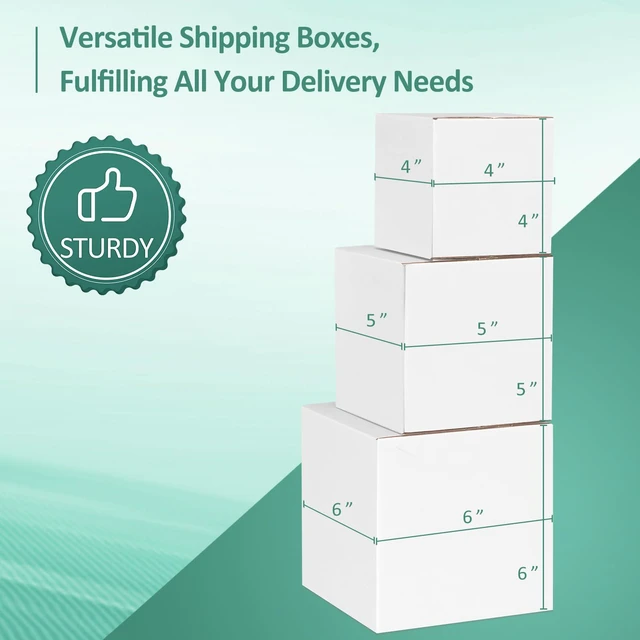 Alt view image 5 of 7 - 30 Pack Small Shipping Boxes Assorted Sizes, 4x4x4 & 5x5x5 & 6x6x6 10 PCS Each Small Boxes, White Corrugated Box Mailers, Cardboard Boxes for Packaging Small Business, Mailing