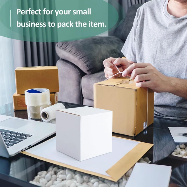 Alt view image 6 of 7 - 30 Pack Small Shipping Boxes Assorted Sizes, 4x4x4 & 5x5x5 & 6x6x6 10 PCS Each Small Boxes, White Corrugated Box Mailers, Cardboard Boxes for Packaging Small Business, Mailing