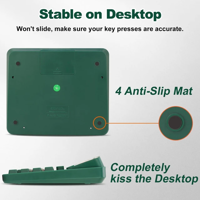 Alt view image 6 of 7 - Green Desk Calculator, 12-Digit Large Display, Big Buttons Desktop Calculator for Office and Home, 5-Inch LCD, Solar & AA Battery, 30° Tilt Screen, GT/MU and Anti-Slip Feet