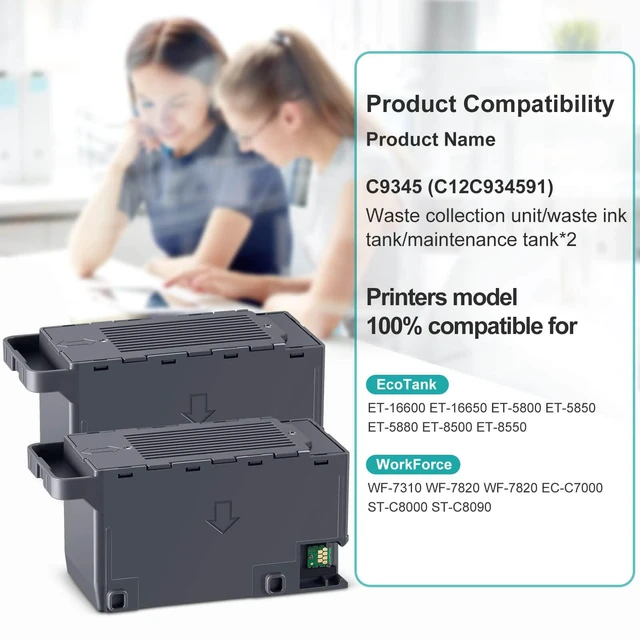 Alt view image 2 of 6 - C9345 Ink Maintenance Box Replacement for WF-7840 ET-16650 ET-16600 ET-8550 ET-5850 ET-5880 ET-8500 WF-7820 WF-7310 ET-5800 EC-C7000 ST-C8000 ST-C8090 Printers (C12C934591/PXMB9/C9345)(2 Packs)