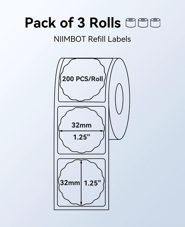Alt view image 3 of 7 - Round Colorful Labels - 3 Rolls x 1.34'' (34x34mm), Food, Personalized, Home/School/Office