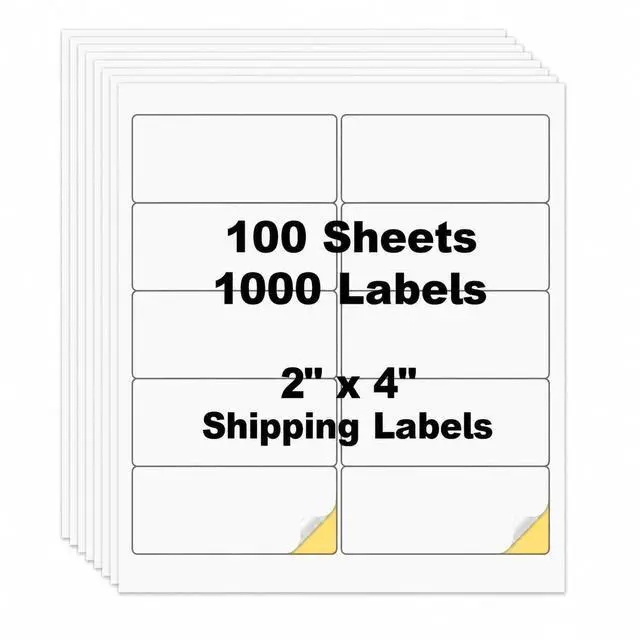 Main image of 1000 Pcs 2"x4" 10 Up Shipping Labels for Laser & Inkjet Printer 100 Sheets 2" x 4" FBA Labels on US Letter, 10 per Sheet Return Address Labels, 10 per Page