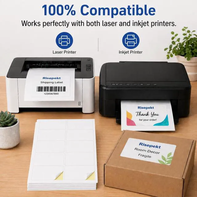 Alt view image 4 of 7 - 1000 Pcs 2"x4" 10 Up Shipping Labels for Laser & Inkjet Printer 100 Sheets 2" x 4" FBA Labels on US Letter, 10 per Sheet Return Address Labels, 10 per Page