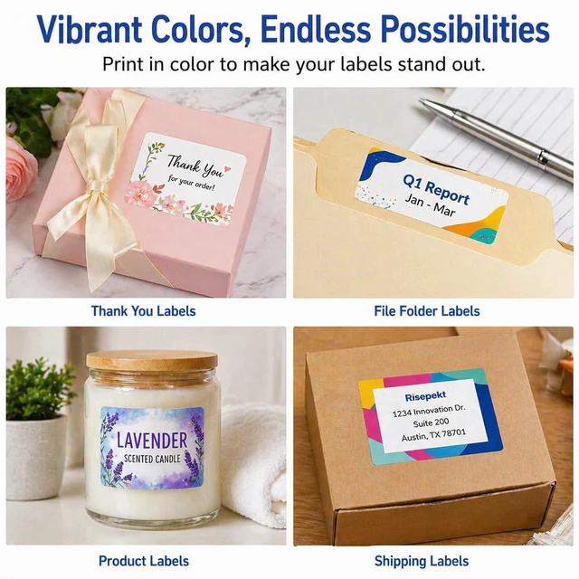 Alt view image 6 of 7 - 1000 Pcs 2"x4" 10 Up Shipping Labels for Laser & Inkjet Printer 100 Sheets 2" x 4" FBA Labels on US Letter, 10 per Sheet Return Address Labels, 10 per Page