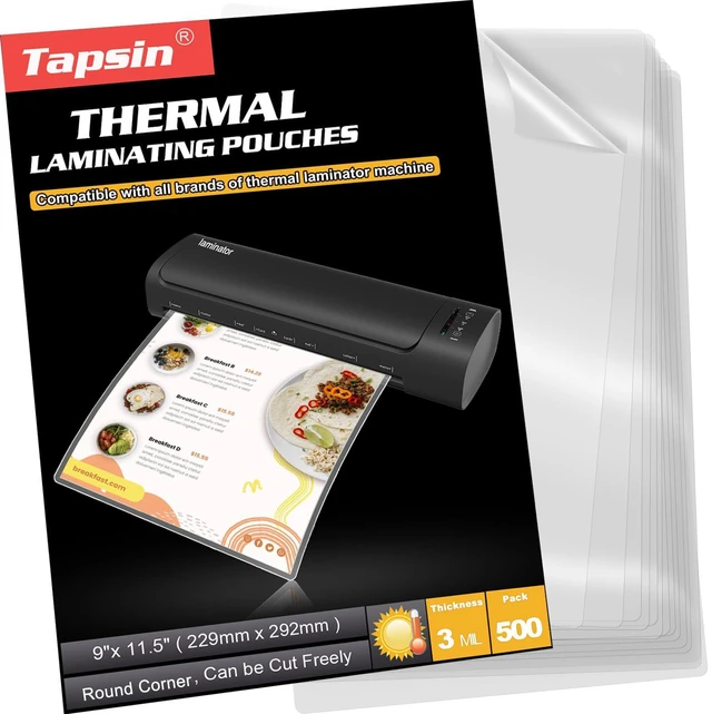 Main image of Laminating Pouches, 500 PCS 3 Mil Laminating Sheets 9 x 11.5 Thermal Laminate Sheets Holds 8.5 x 11 Inch Sheets, Universal Lamination Paper for Laminator, Photos, Files, Round Corner Letter Size