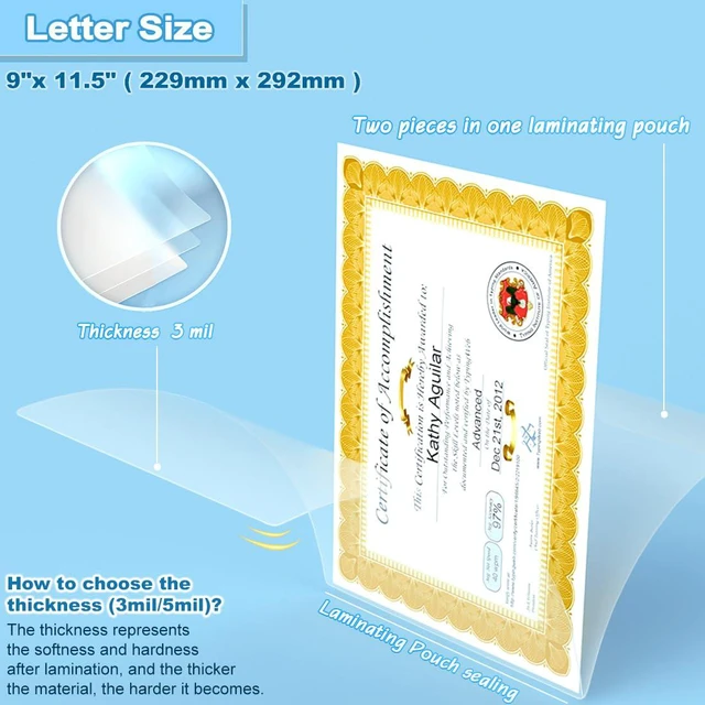 Alt view image 2 of 7 - Laminating Pouches, 500 PCS 3 Mil Laminating Sheets 9 x 11.5 Thermal Laminate Sheets Holds 8.5 x 11 Inch Sheets, Universal Lamination Paper for Laminator, Photos, Files, Round Corner Letter Size