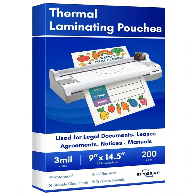 Main image of Legal Size Laminating Sheets 8.5"x14"(9x14.5) 3Mil, 200 Pack 9x14.5 Clear Thermal Pouches for Documents, Compatible with All Laminators - Acid-Free & Bubble-Free Protection