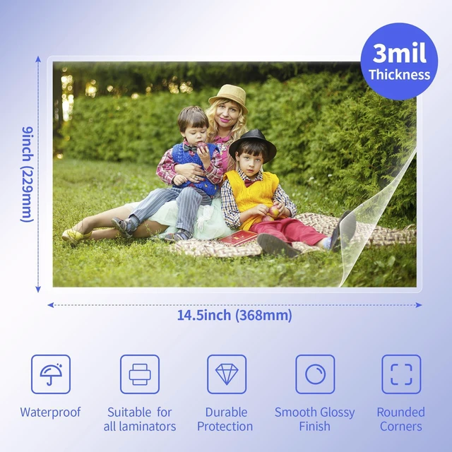 Alt view image 2 of 6 - Legal Size Laminating Sheets 8.5"x14"(9x14.5) 3Mil, 200 Pack 9x14.5 Clear Thermal Pouches for Documents, Compatible with All Laminators - Acid-Free & Bubble-Free Protection