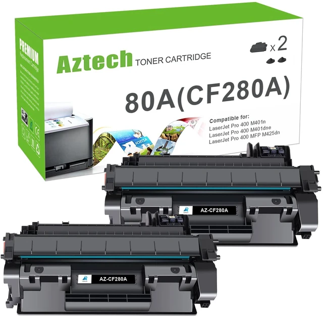 Alt view image 7 of 7 - CF280A 80A Toner Cartridge Black CF280X 80X LaserJet Pro 400 M401n M401dn Compatible for HP CF280A LaserJet Pro 400 M401n M401dn MFP M425dn M401dne M401dw M425dw M401 M425 Toner Printer Ink (2-Pack)