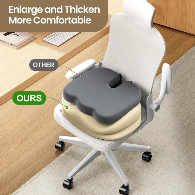 Alt view image 3 of 7 - Large Seat Cushion for Office Chair, Beige Memory Foam