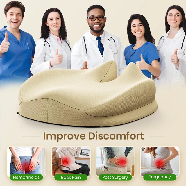 Alt view image 4 of 7 - Large Seat Cushion for Office Chair, Beige Memory Foam