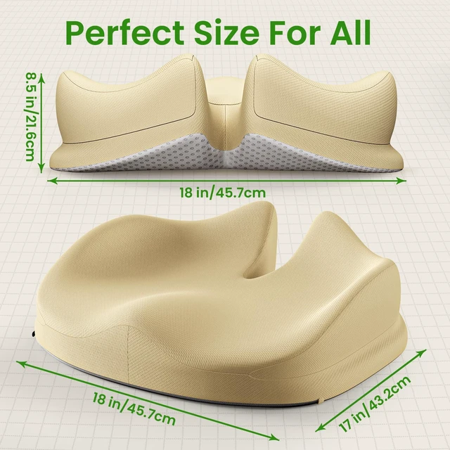 Alt view image 5 of 7 - Large Seat Cushion for Office Chair, Beige Memory Foam