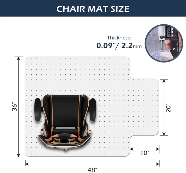 Alt view image 2 of 7 - Chair Mat for Carpet, 36" x 48" Office Heavy Duty Chair Mat with Lip, Gaming Chair Mat for Carpeted Floors, Floor Protector Computer Desk Mat for Home Office (Clear, Extended Lip)