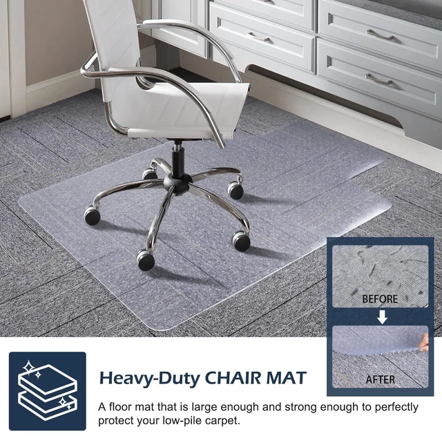 Alt view image 5 of 7 - Chair Mat for Carpet, 36" x 48" Office Heavy Duty Chair Mat with Lip, Gaming Chair Mat for Carpeted Floors, Floor Protector Computer Desk Mat for Home Office (Clear, Extended Lip)