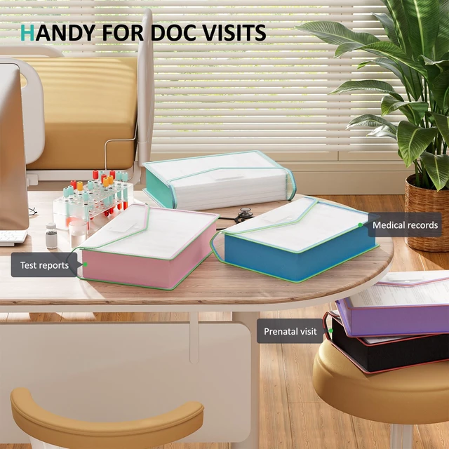 Alt view image 7 of 7 - Plastic Expanding File Folder, Transparent envelopes with Snap No Dividers,Large Capacity,Document Organizer for Bills&Taxes,Letter/A4 Size for School/Office/Home- Two-Tone-5pcs