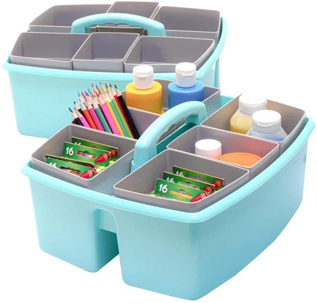 Main image of Large Classroom Caddy with Cups, 13 x 11 x 6.575 Inches, Teal, Case of 2 (00984U02C)