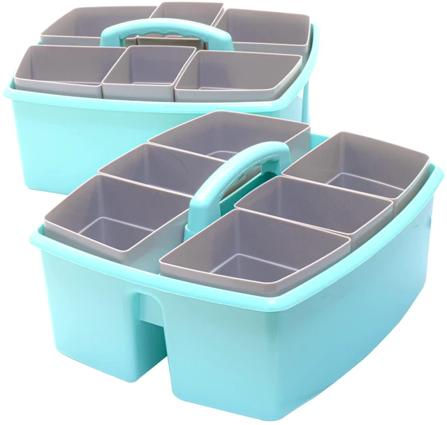 Alt view image 2 of 7 - Large Classroom Caddy with Cups, 13 x 11 x 6.575 Inches, Teal, Case of 2 (00984U02C)