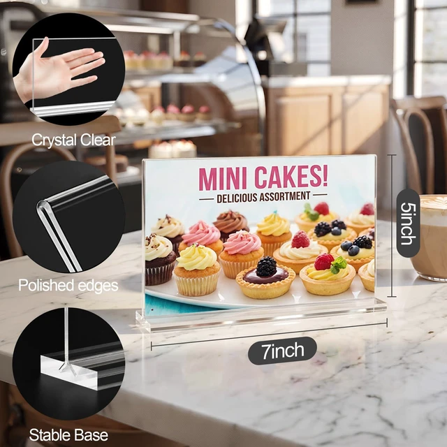 Alt view image 2 of 7 - Acrylic Sign Holder 5 x 7 Horizontal, 24 Pack Double-Sided Clear Acrylic Tabletop Picture Frame, Double-Sided Table Number and Reserved Sign Display for Weddings and Restaurants
