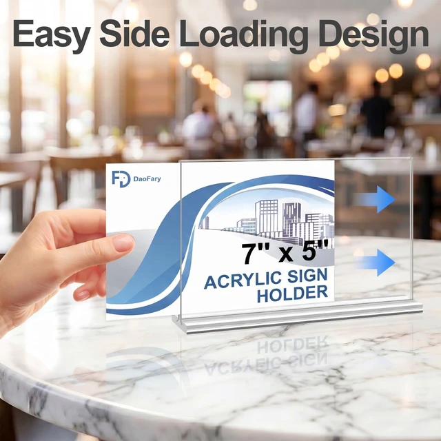 Alt view image 4 of 7 - Acrylic Sign Holder 5 x 7 Horizontal, 24 Pack Double-Sided Clear Acrylic Tabletop Picture Frame, Double-Sided Table Number and Reserved Sign Display for Weddings and Restaurants