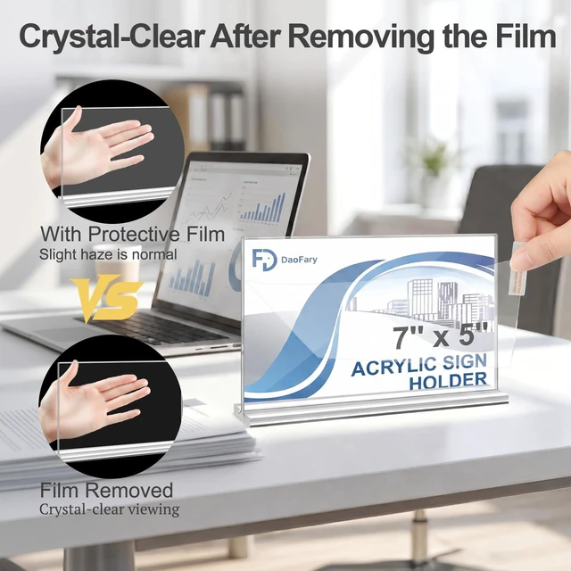 Alt view image 5 of 7 - Acrylic Sign Holder 5 x 7 Horizontal, 24 Pack Double-Sided Clear Acrylic Tabletop Picture Frame, Double-Sided Table Number and Reserved Sign Display for Weddings and Restaurants