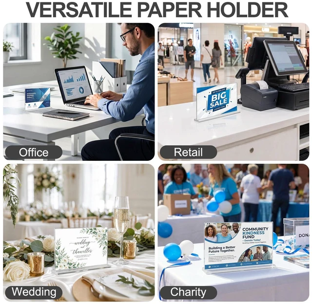 Alt view image 6 of 7 - Acrylic Sign Holder 5 x 7 Horizontal, 24 Pack Double-Sided Clear Acrylic Tabletop Picture Frame, Double-Sided Table Number and Reserved Sign Display for Weddings and Restaurants
