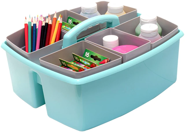 Alt view image 5 of 7 - Large Classroom Caddy with Cups, 13 x 11 x 6.575 Inches, Teal, Case of 2 (00984U02C)