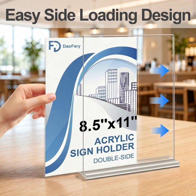 Alt view image 4 of 7 - Acrylic Sign Holder 8.5 x 11, 18 Pack Double-Sided Display Clear T Shape Table Sign Stand, Menu Holder and Flyer Display Stand for Offices, Stores, Restaurants, Weddings and Parties