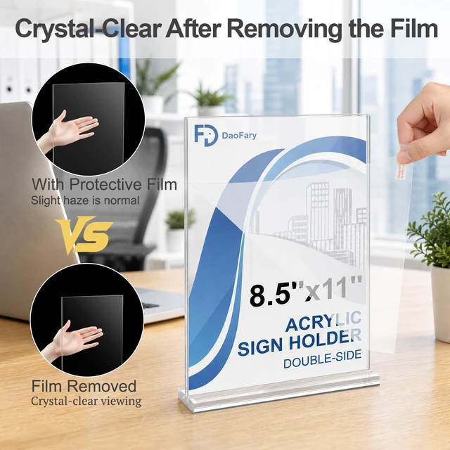 Alt view image 5 of 7 - Acrylic Sign Holder 8.5 x 11, 18 Pack Double-Sided Display Clear T Shape Table Sign Stand, Menu Holder and Flyer Display Stand for Offices, Stores, Restaurants, Weddings and Parties
