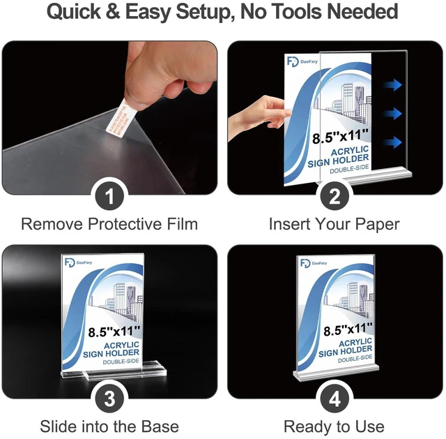 Alt view image 7 of 7 - Acrylic Sign Holder 8.5 x 11, 18 Pack Double-Sided Display Clear T Shape Table Sign Stand, Menu Holder and Flyer Display Stand for Offices, Stores, Restaurants, Weddings and Parties
