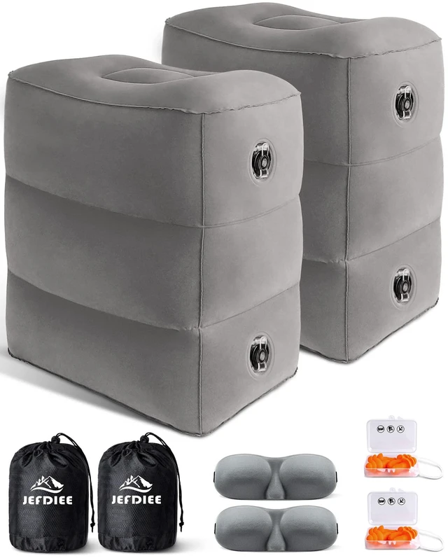 Main image of Inflatable Travel Foot Rest Pillow,Kids Airplane Bed,Adjustable Height Flight Pillow,Travel Essentials for Airplane,Office,Home,Trains,Cars