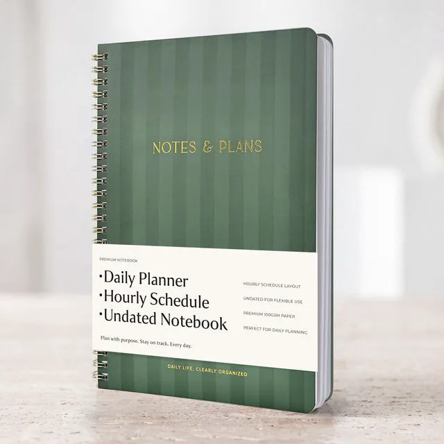 Main image of Beautiful Daily Planner And Notebook With Hourly Schedule - Spiral Notepad Aesthetic Spiral to Do List Notepad to Easily Organize Your Tasks and Appointments - School or Office Supplies for Women