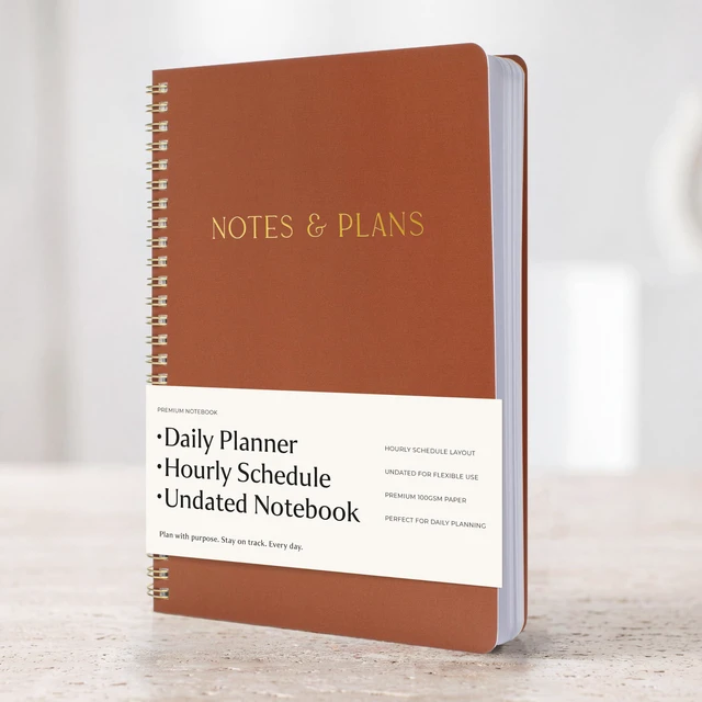 Main image of Beautiful Daily Planner And Notebook With Hourly Schedule - Spiral Notebook Aesthetic Spiral to Do List Notepad to Easily Organize Your Tasks and Appointments - School or Office Supplies for Women