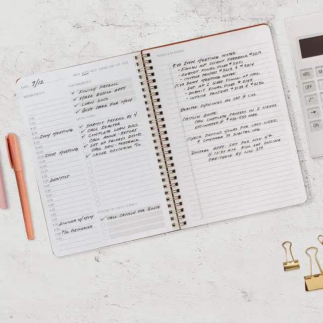Alt view image 7 of 7 - Beautiful Daily Planner And Notebook With Hourly Schedule - Spiral Notebook Aesthetic Spiral to Do List Notepad to Easily Organize Your Tasks and Appointments - School or Office Supplies for Women