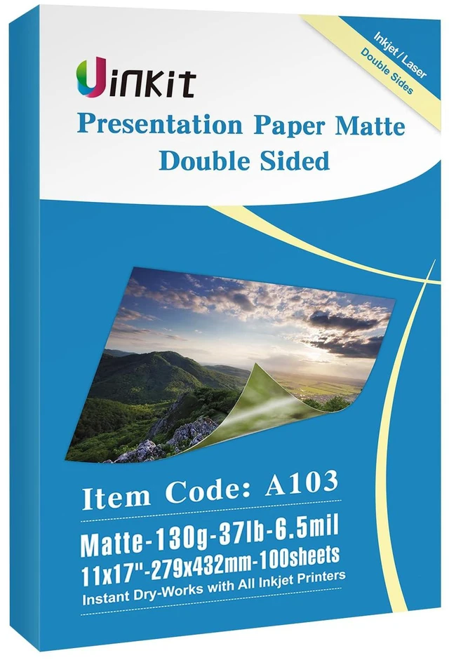 Main image of 100 Sheets Matte Presentation tabloid paper 11x17 photo paper matte Double Sided 37lb Brochure Paper 6.5Mil for laser and Inkjet Printers