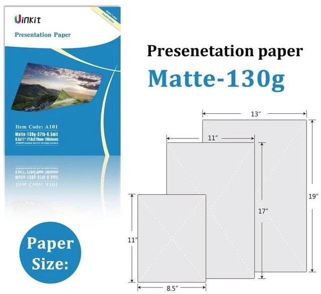 Alt view image 2 of 7 - 100 Sheets Matte Presentation tabloid paper 11x17 photo paper matte Double Sided 37lb Brochure Paper 6.5Mil for laser and Inkjet Printers