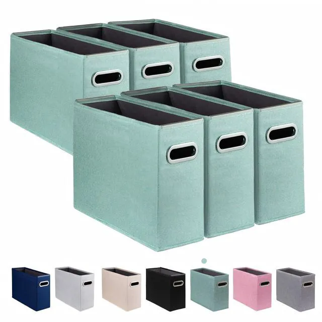 Main image of 6 Pack Letter Size File Storage Box CollapsibleFabric Hanging File Folders Organizer, Portable Office Document Holder with Metal Handle, Smooth PVC Rails, Green