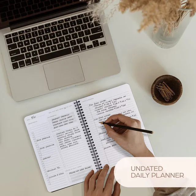 Alt view image 5 of 7 - Beautiful Daily Planner And Notebook With Hourly Schedule - Spiral Notebook Aesthetic Spiral to Do List Notepad to Easily Organize Your Tasks and Appointments - School or Office Supplies for Women
