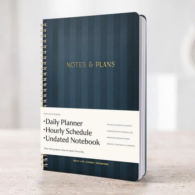 Main image of Beautiful Daily Planner And Notebook With Hourly Schedule - Spiral Notepad Aesthetic Spiral to Do List Notepad to Easily Organize Your Tasks and Appointments - School or Office Supplies for Women