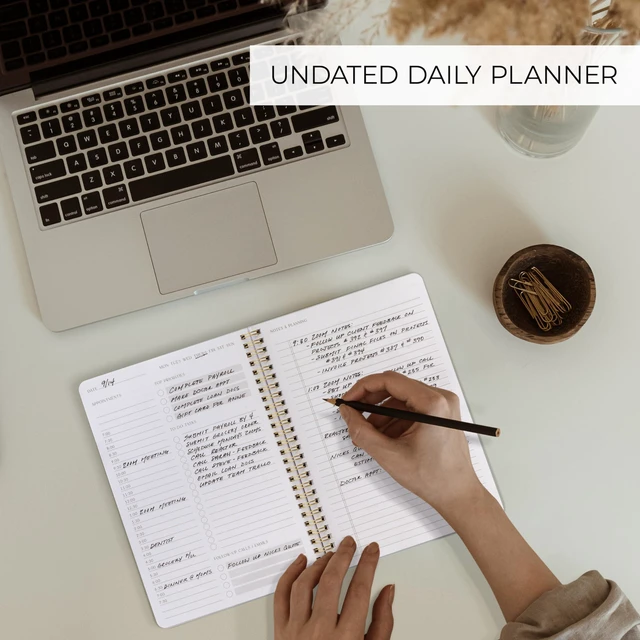 Alt view image 2 of 7 - Beautiful Daily Planner And Notebook With Hourly Schedule - Spiral Notepad Aesthetic Spiral to Do List Notepad to Easily Organize Your Tasks and Appointments - School or Office Supplies for Women