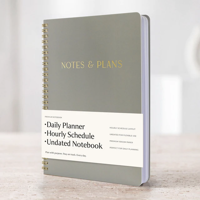 Main image of Beautiful Daily Planner And Notebook With Hourly Schedule - Spiral Notebook Aesthetic Spiral to Do List Notepad to Easily Organize Your Tasks and Appointments - School or Office Supplies for Women