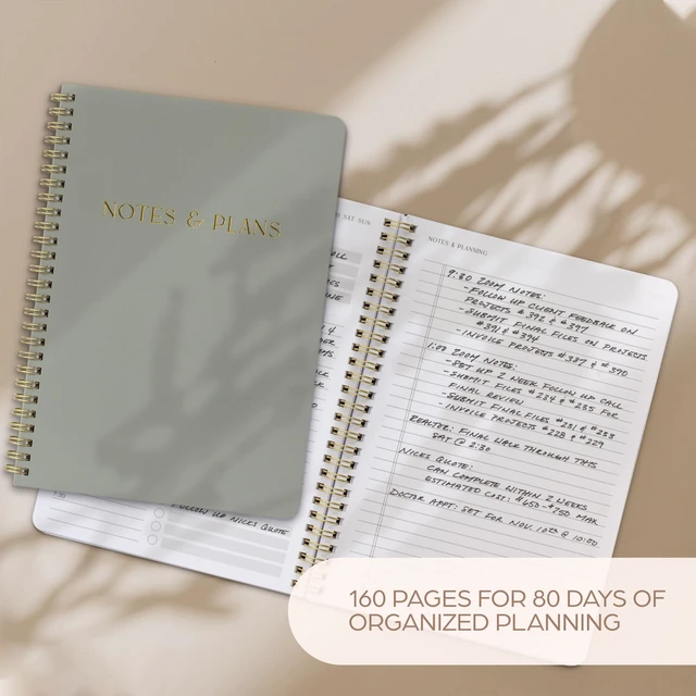 Alt view image 4 of 7 - Beautiful Daily Planner And Notebook With Hourly Schedule - Spiral Notebook Aesthetic Spiral to Do List Notepad to Easily Organize Your Tasks and Appointments - School or Office Supplies for Women