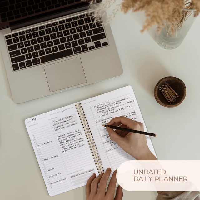 Alt view image 5 of 7 - Beautiful Daily Planner And Notebook With Hourly Schedule - Spiral Notebook Aesthetic Spiral to Do List Notepad to Easily Organize Your Tasks and Appointments - School or Office Supplies for Women