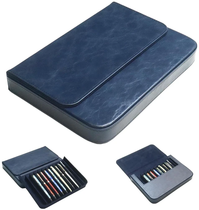 Main image of 12 Slot Fountain Pen Case, Handmade Magnetic,Christmas Gift(blue) Large Capacity Pen Storage for Fountain Pen Collection Fountain Pen Holder for Adults, Home Office or Business Use