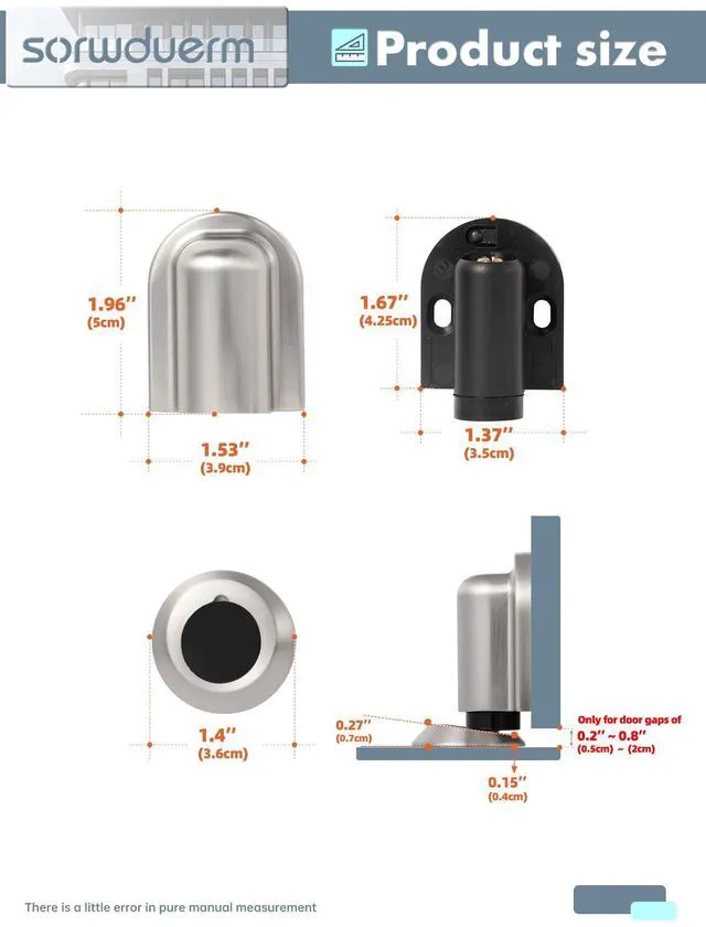 Alt view image 7 of 7 - 4 Pack Nickel Door Stopper Magnetic Door Cathc Brushed Nickel Floor Mounted Door Stop Keep Door Open with Screws and Adhesive No Drilling