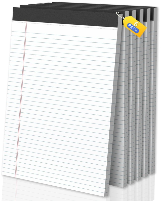 Main image of Legal Pads 8.5 X11, Narrow Ruled Notepads, 6 Pack, 50 Sheet/Pad White Legal Pads, Tear Off Notepad, Perforated Writing Pad, Notebook Paper College Ruled, Notepads For Office Home School