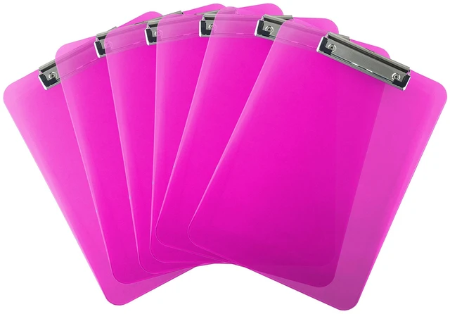 Main image of Pink Clear Clipboards Letter Size Low Profile (6-Pack)
