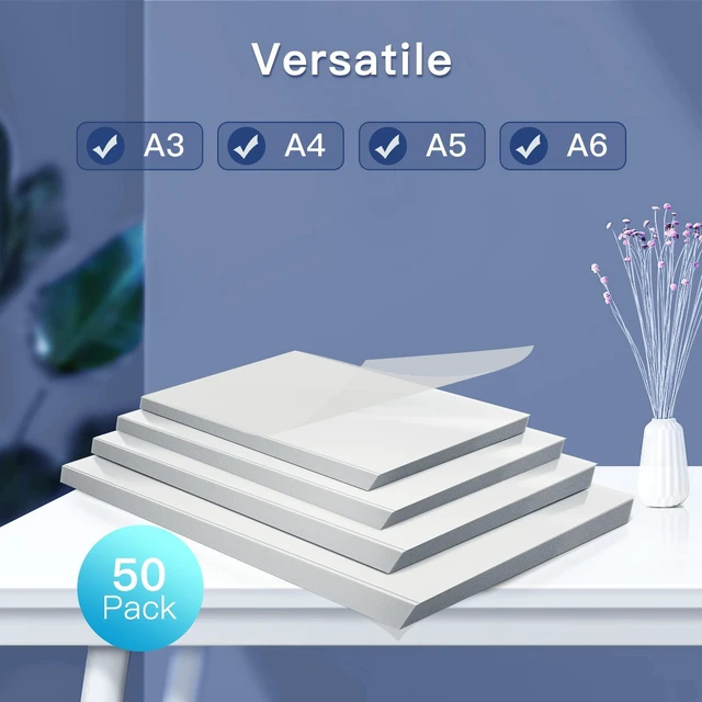 Alt view image 5 of 7 - Premium Clear Thermal Laminating Pouches 50-Pack Laminating Sheets for Laminator A3 A4, 3 Mil (80 Mic) Thickness for Extra Protection