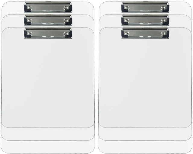 Main image of Clear Plastic Clipboards Letter Size Low Profile (6-Pack) Transparent tinted plastic - Fits 8.5 x 11 letter paper - Bulk 6 pack for classroom, office and school use