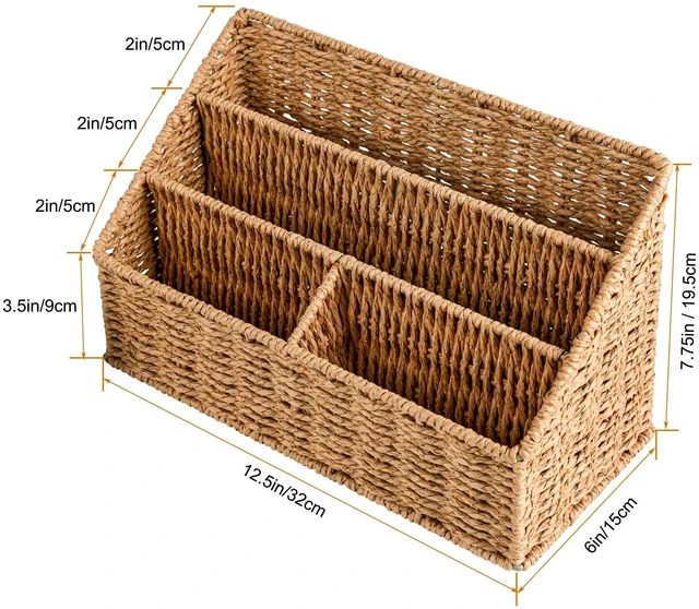 Alt view image 5 of 7 - Woven Mail Organizer Countertop, 12 Inch Mail Organizer Basket for Bill and Pen, Farmhouse Desk organizers and storage