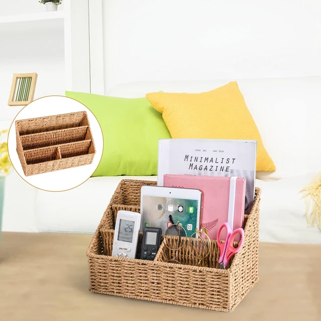 Alt view image 7 of 7 - Woven Mail Organizer Countertop, 12 Inch Mail Organizer Basket for Bill and Pen, Farmhouse Desk organizers and storage